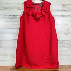JONES‎ STUDIO SEPARATES Red Ruffle Neck Sleeveless Sheath Dress Size 20W